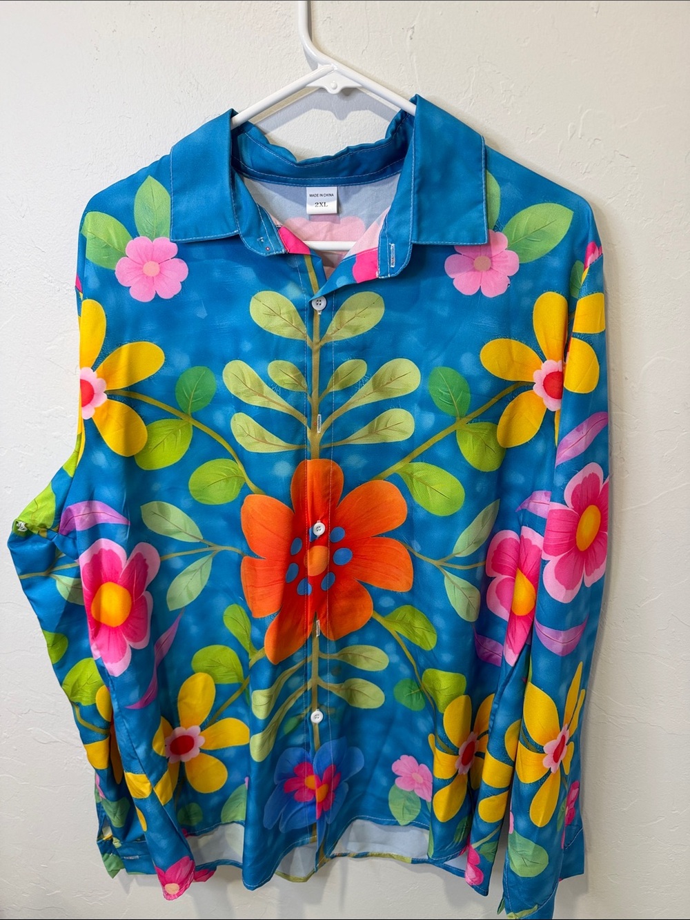 Bright Floral Button-Up Shirt - Blue